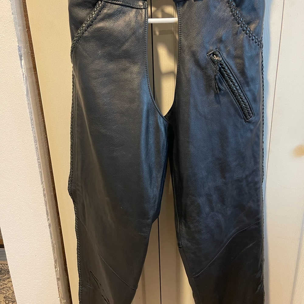 Harley-Davidson Black Leather Chaps
Matching Willie G leather coat available!